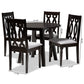 Imogen 5-Piece Dining Set Modern Grey Fabric Upholstered Chairs with Dark Brown Finished Wood Table