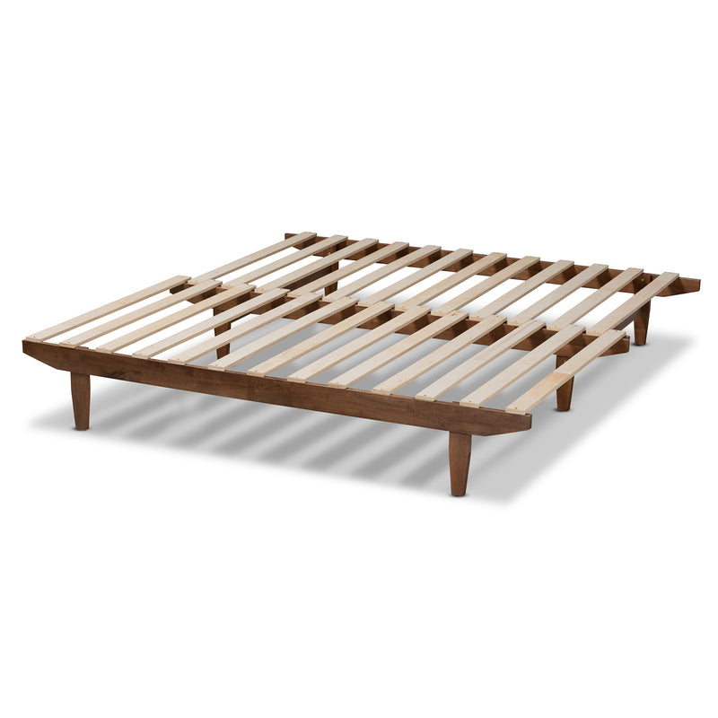 Hiro Expandable Twin to King Size Bed Frame in Modern Walnut Finish