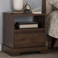 Burnwood Modern Nightstand Walnut Brown Finished Wood with 1 Drawer for Bedroom Storage