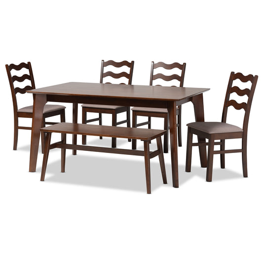 Dulce 6-Piece Dining Set in Grey and Cappuccino - Mid-Century Modern Design