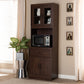 Laurana Kitchen Cabinet Modern and Contemporary Dark Walnut Finish with Hutch