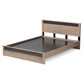 Jamie Queen Size Platform Bed in Modern Two-Tone Oak and Grey Wood Design