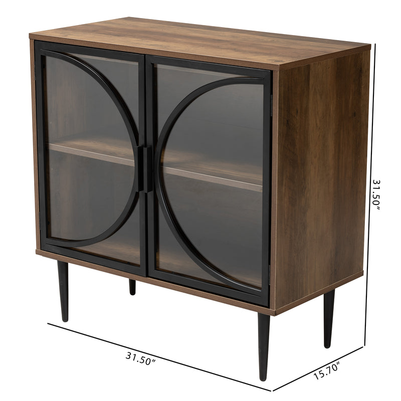 Carter Sideboard Mid-Century Modern Industrial Design Walnut Brown Wood Black Metal 2-Door Storage Cabinet