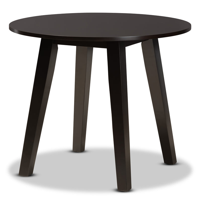 Daisy 5-Piece Dining Set: Modern Grey Fabric Chairs with Dark Brown Finished Wood Table