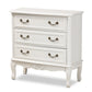 Gabrielle 3-Drawer Wood Storage Cabinet in French Country Style with White Finish for Elegant Home Organization