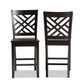 Caron Counter Stool Set Modern and Contemporary Transitional Dark Brown Finished Wood 2-Piece