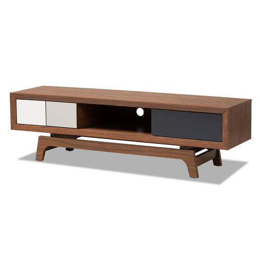 Svante Mid-Century Modern 3-Drawer TV Stand in Multicolor Wood, Stylish Entertainment Center with Ample Storage for Your Living Room