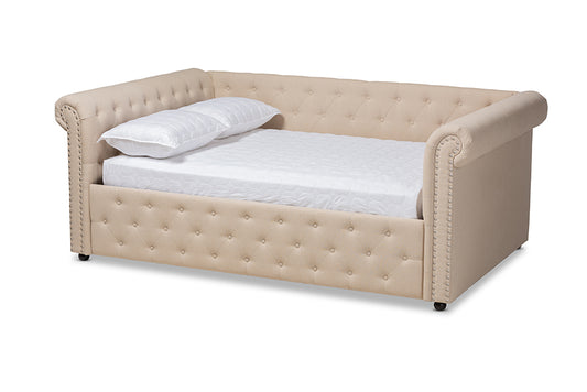 Mabelle Daybed - Modern and Contemporary Beige Fabric Upholstered