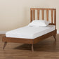 Michi Twin Size Bed in Modern Ash Walnut Finish with Sturdy Wood Construction