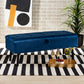 Caine Storage Bench Modern and Contemporary Black Velvet Fabric Upholstered with Dark Brown Finished Wood