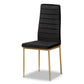 Armand Dining Chair Set Modern Glam and Luxe Black Velvet Fabric Upholstered with Gold Finished Metal 4-Piece