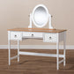 Sylvie Classic Vanity Table White 3-Drawer Wood Design with Mirror for Elegant Bedroom Decor