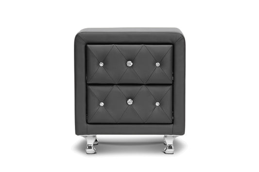 Stella Nightstand - Crystal Tufted Black Upholstered Modern Design