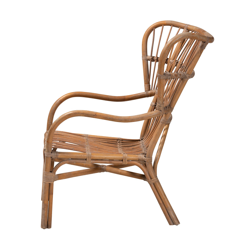 Lamaria Modern Bohemian Rattan Armchair in Natural Brown - Stylish Design for Living Room or Patio Seating