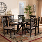 Norah Dining Set Modern Contemporary Grey Fabric Upholstered Dark Brown Finished Wood 7-Piece