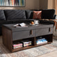 Rikke Coffee Table - Modern Two-Tone Gray and Walnut Wood with 2 Drawers for Stylish Living Room Storage