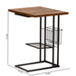 Jocelyn Modern Industrial C End Table Walnut Brown Wood Black Metal Frame Foldable Design for Space-Saving Convenience