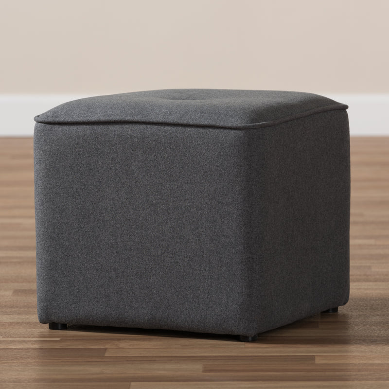 Corinne Ottoman Modern and Contemporary Dark Grey Fabric Upholstered