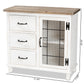 Faron Storage Cabinet Classic Farmhouse Style Two-Tone Distressed White and Oak Finish with 3 Drawers for Organized Storage