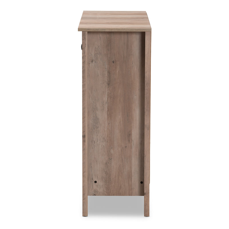 Derek Shoe Cabinet - Modern Rustic Oak Finished Wood with 3 Doors for Stylish Storage Solutions