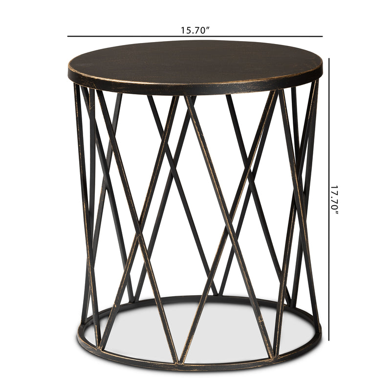 Finnick Modern Industrial End Table Antique Black Metal Side Table for Living Room or Bedroom Stylish Accent Furniture