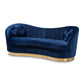 Nevena Glam Royal Blue Velvet Sofa - Luxurious Upholstered Couch with Gold Accents for Elegant Living Room Decor