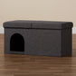 Faber Cat Litter Box Cover Modern Dark Grey Fabric Upholstered with Wood Design for Stylish Pet Housing