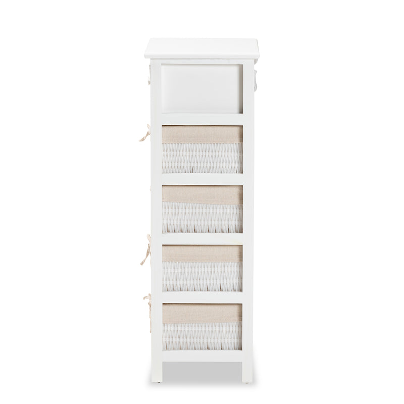 Madelia Storage Unit Modern White Finished Wood with 1 Drawer for Organized Living and Stylish Home Décor