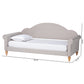 Chaise Classic Twin Size Daybed in Light Grey Fabric with Natural Brown Wood Finish - Elegant Design for Any Room