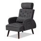 Haldis Recliner Chair and Ottoman Set Modern Contemporary Grey Velvet Fabric Upholstered Walnut Brown Finished Wood