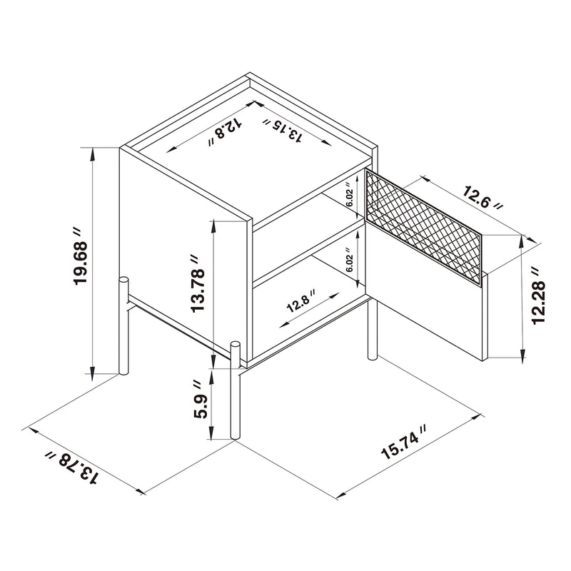 Tasman End Table - Modern Industrial Design with Natural Brown Wood and Black Metal Accents