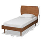 Yori Twin Size Platform Bed in Mid-Century Walnut Brown Wood with Sleek Design and Sturdy Construction