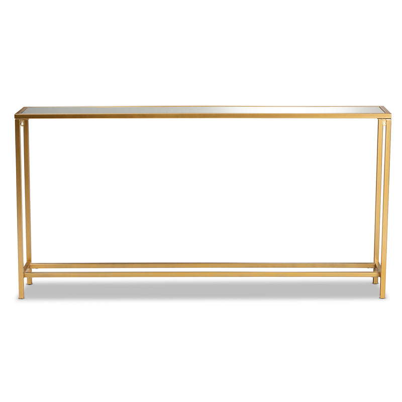 Alessa Console Table - Modern Glam Design with Gold Metal and Mirrored Glass Accents for Elegant Home Decor