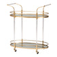 Nakano Wine Cart - Glam 2-Tier Gold Metal and Mirrored Glass Serving Cart