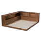 Erie Queen Size Platform Storage Bed - Modern Rustic Walnut Brown Wood with Built-In Outlet for Convenient Charging