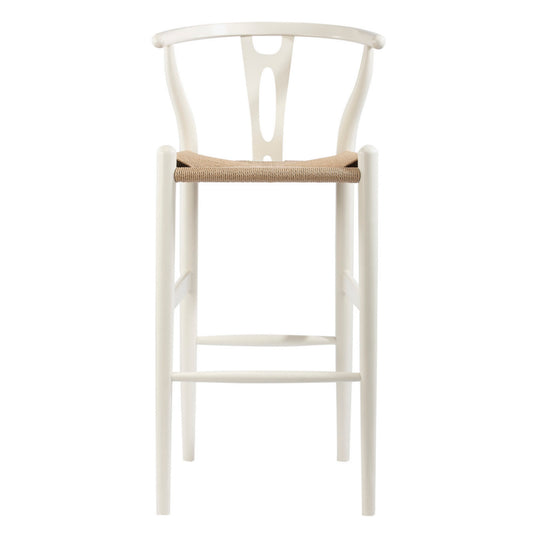 Wishbone Mid-Century Modern Stool White Wood Y-Shaped Accent Chair for Chic Home Decor