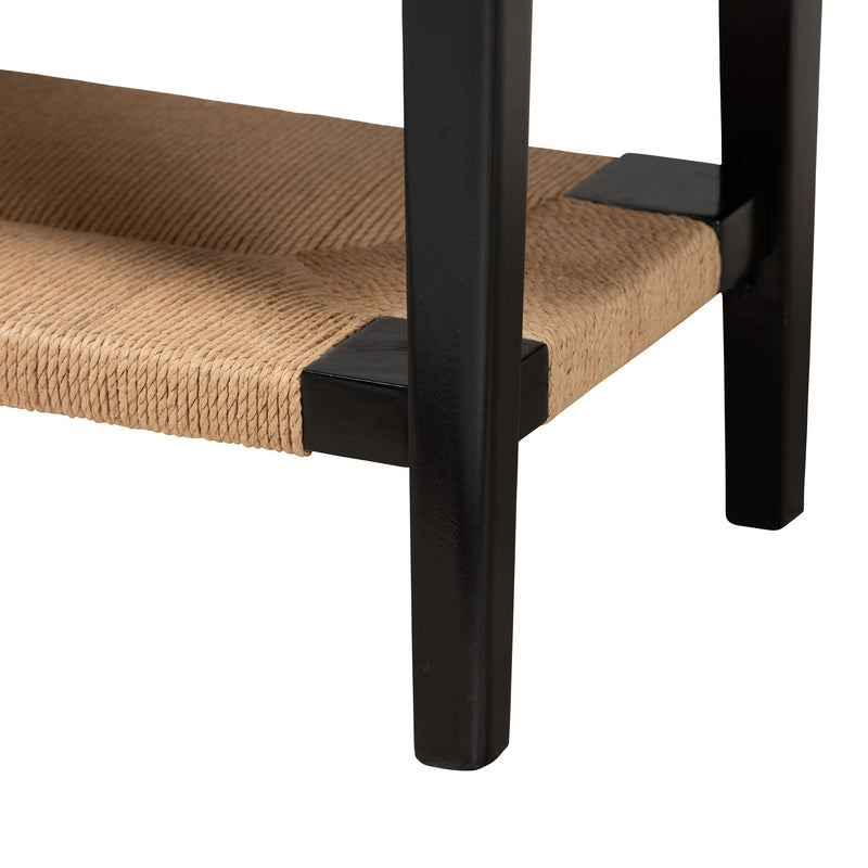 Freya Console Table Modern Bohemian Design Black Finished Bayur Wood with 1 Drawer for Stylish Storage