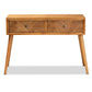 Mae Mid-Century Modern Console Table Natural Brown Wood with 2 Drawers for Stylish Storage and Display