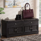 Mason Shoe Storage Bench - Modern Dark Brown Wood with 2 Drawers for Organized Footwear and Stylish Entryway Decor