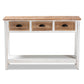 Benedict Console Table Traditional Farmhouse Rustic Design Two-Tone White and Oak Brown Finish with 3 Drawers for Storage