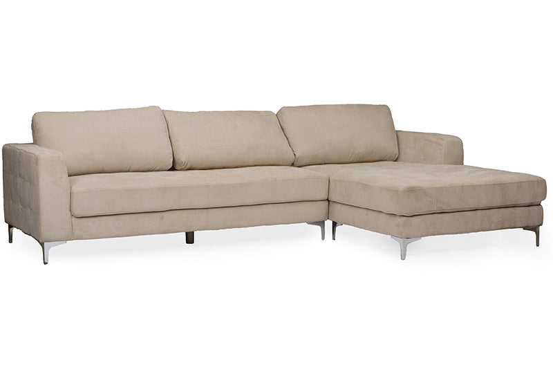 Agnew Sectional Sofa Contemporary Light Beige Microfiber Right Facing