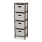 Jorah Tallboy Storage Unit - Modern Grey and White Fabric Upholstered with Greywashed Wood and 4 Baskets for Stylish Organization