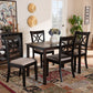 Clarke Dining Set Modern and Contemporary Grey Fabric Upholstered Espresso Brown Finished Wood 5-Piece