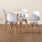 Jaspen 5-Piece Dining Set Modern Contemporary Design White Polypropylene Plastic Oak Brown Finished Wood