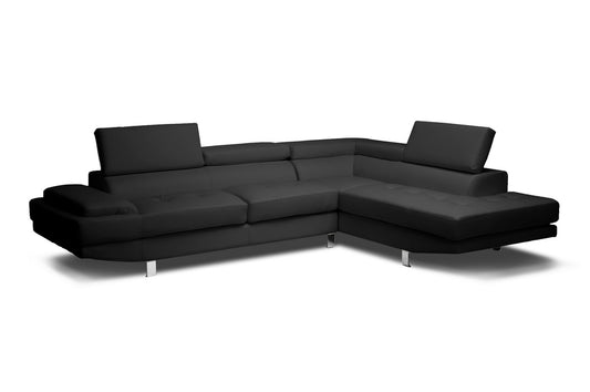 Selma Sectional Sofa Black Leather Modern