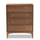 Landis Mid-Century Modern 4-Drawer Chest in Ash Walnut Finish - Stylish Storage for Bedroom or Living Room