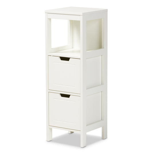 Reuben Cottage Wood Storage Cabinet Farmhouse White 2-Drawer Organizer for Home Decor and Storage Solutions