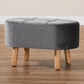 Simone Mid-Century Modern Ottoman Grey Velvet Upholstered Wood Footrest for Stylish Living Room Decor