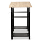 Mary Modern Industrial Height Adjustable Desk in Light Oak Wood and Black Metal Frame