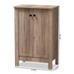 Derek Shoe Cabinet - Modern Rustic Oak Finished Wood with 2 Doors for Stylish Storage Solutions